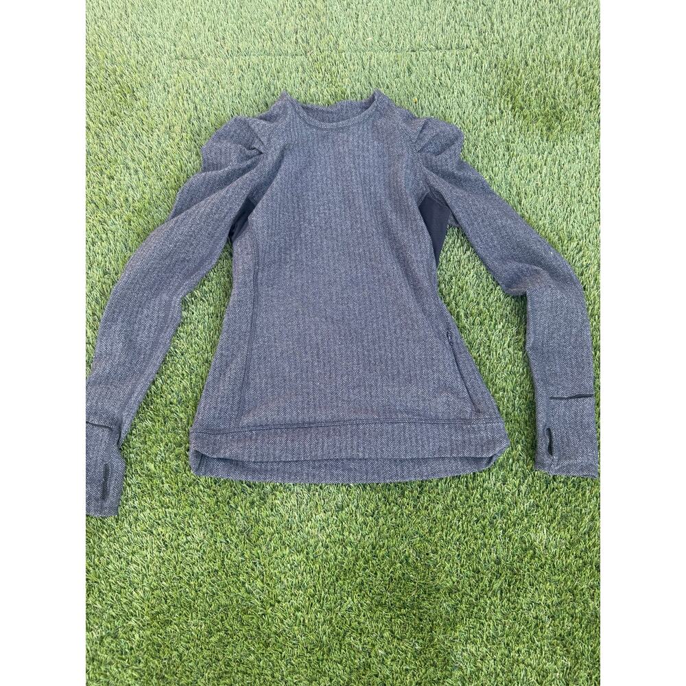 Lululemon Sz 6 Think Fast Long Sleeve Pleated Shoulder Athletic Top